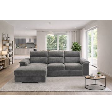 SALOTTO MOD. ANNA CHAISE LONGUE SX IN TESSUTO GRIGIO