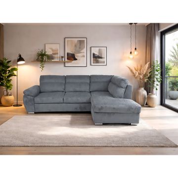 SALOTTO MOD. KENDAL III ANGOLARE DX IN TESSUTO GRIGIO SCURO