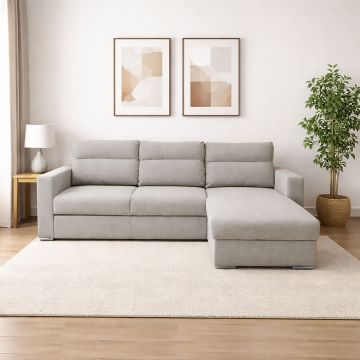 SALOTTO MOD. KENDALL CON PENISOLA REVERSIBILE IN TESSUTO GRIGIO