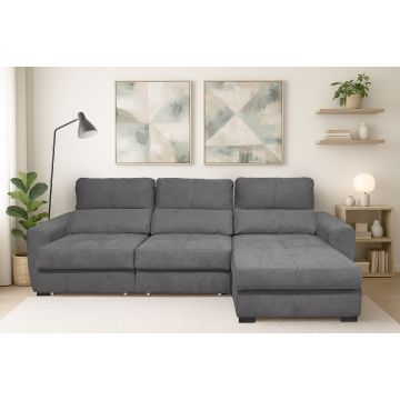 SALOTTO MOD. BERGAMO CON PENISOLA REVERSIBILE IN TESSUTO GRIGIO SCURO