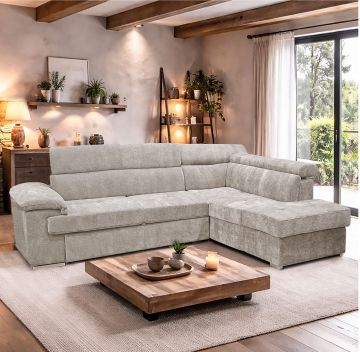 SALOTTO MOD. CORSA ANGOLARE DX IN TESSUTO GRIGIO CHIARO