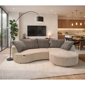 SALOTTO MOD. SANA CON PENISOLA DX IN TESSUTO BEIGE