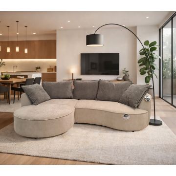 SALOTTO MOD. SANA CON PENISOLA SX IN TESSUTO BEIGE