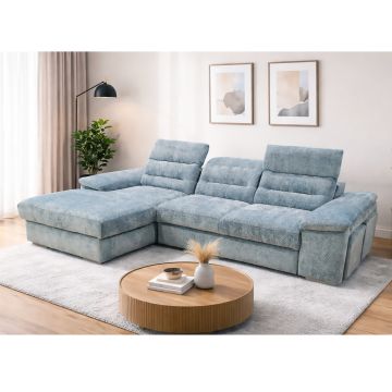 SALOTTO MOD. PHIL CON PENISOLA SX IN TESSUTO CARTA DA ZUCCHERO 