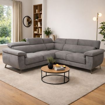 SALOTTO ANGOLARE MOD. BRADLEY CON SEDUTA SCORREVOLE ESTRAIBILE IN TESSUTO TECNOFIBRA GRIGIO