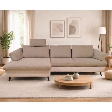 SALOTTO MOD. BALOU CON PENISOLA SX IN TESSUTO BEIGE