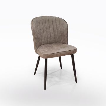 SEDIA MOD. RUBY IN METALLO NERO E TESSUTO VINTAGE TORTORA