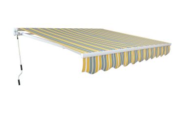 TENDA DA SOLE ESTENSIBILE 2.5X2MT GIALLO RIGATO MANUALE 