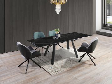 TAVOLO MOD. SNOB SQUARED ALL. CM 160X90 METALLO NERO E PIANO IN VETRO CERAMICA NERO CRETA