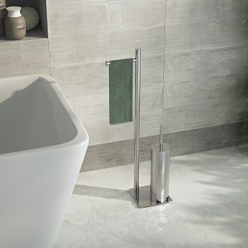 LINEA TRILLY - PIANTANA PORTA ROTOLO E PORTA SCOPINO SPAZZOLATO