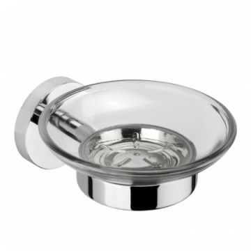 PORTA SAPONE/BACINELLA IN VETRO TRASPARENTE CROMATO SERIE NEXO