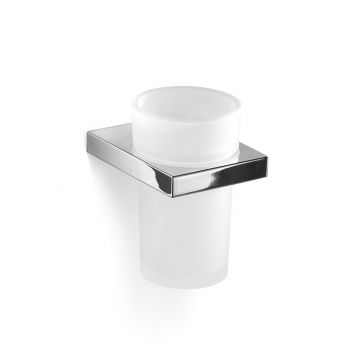 LINEA LANZAROTE - BICCHIERE PORTASPAZZOLINI CROMO E BIANCO 