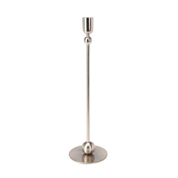 CANDELABRO 1 FUOCO IN FERRO COLOR ARGENTO SATINATO H 33CM
