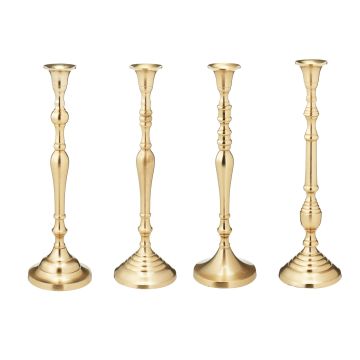 CANDELABRO 1 FUOCO IN ALLUMINIO COLORE ORO H 29CM ASSORTITO