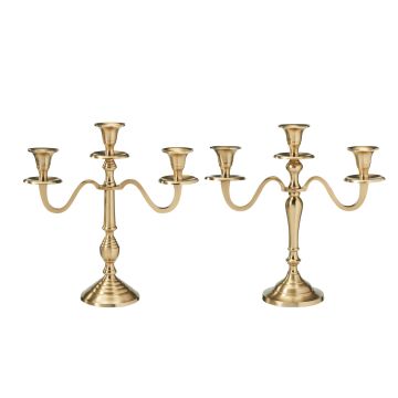 CANDELABRO 3 FUOCHI IN METALLO DORATO H 30CM ASS.