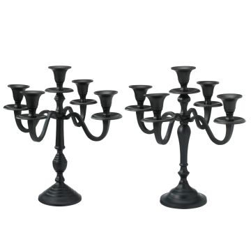 CANDELABRO 5 FUOCHI COLORE NERO H 30CM ASSORTITO
