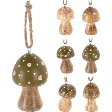 PENDENTE CON FUNGO IN LEGNO DI MANGO 5X7CM ASSORTITO