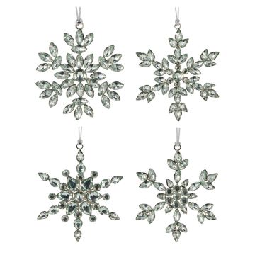 DECORAZIONE DA APPENDERE FIOCCO DI NEVE VERDE CON STRASS DIAM. 10CM ASS.