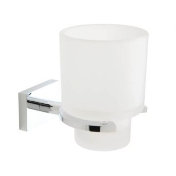 SERIE SMART - PORTA BICCHIERE IN VETRO SATINATO CROMATO   