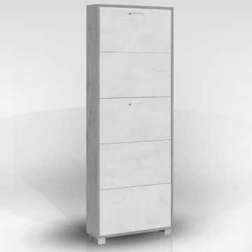 SCARPIERA 5 RIBALTE MOD. QUADRANTE CM 70X18 H.190 CEMENTO E OSSIDO BIANCO 