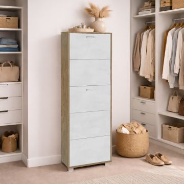 SCARPIERA 5 RIBALTE MOD. QUADRANTE 70X18 H. 190 NOCE STELVIO E OSSIDO BIANCO