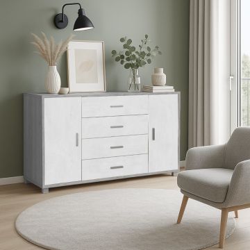 CREDENZA MOD. QUADRANTE CM 136X41 H. 86 CEMENTO E OSSIDO BIANCO 