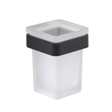 LINEA SAMOA - BICCHIERE PORTASPAZZOLINI IN OTTONE E CROMALL NERO MATT