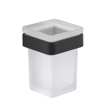 LINEA SAMOA - BICCHIERE PORTASPAZZOLINI BIANCO E NERO MATT