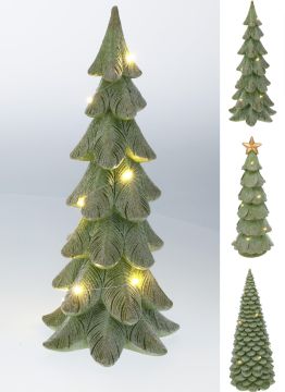 DECORAZIONE ALBERO IN RESINA CON LUCI H 29CM ASSORTITO