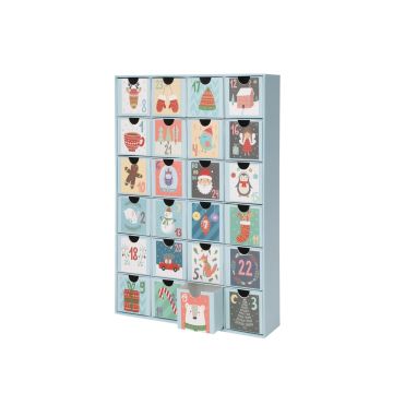 CALENDARIO DELL'AVVENTO IN CARTONCINO AZZURRO H 38CM ASSORTITO