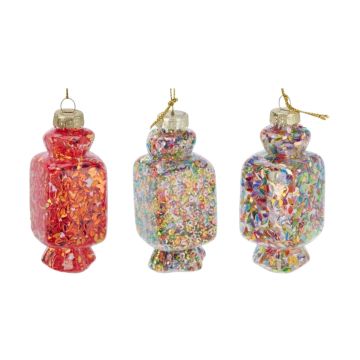 DECORAZIONE DA APPENDERE CARAMELLA IN VETRO H. 8CM ASSORTITO