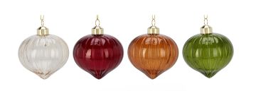 SFERA DI VETRO CIPOLLA RIGHETTATA DIAM. 8CM COLORE ASSORTITO