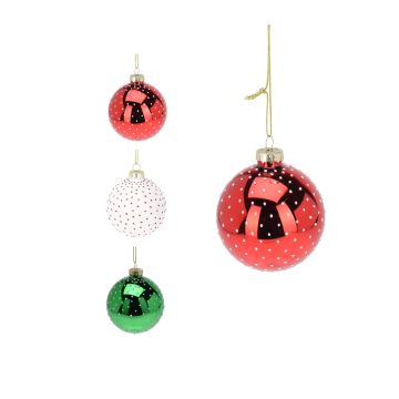 SFERA IN VETRO LUCIDA CON PUNTINI IN RILIEVO DIAM. 8CM ASS.