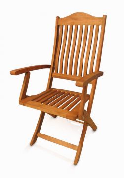 SEDIA CON BRACCIOLI IN EUCALIPTO CM 52X56 E H 100 