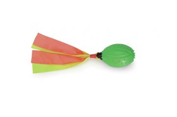 GIOCO PALLA OVALE 25CM IN TPR CON SQUEAKER/NASTRO IN POLIESTERE ASSORTITO