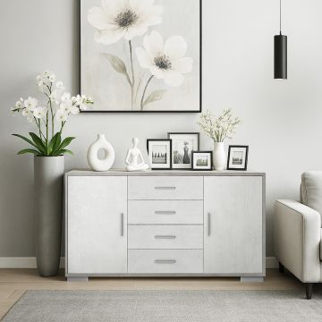 MOBILE MOD. DOUBLE CM 174X41 H. 84 CEMENTO E OSSIDO BIANCO