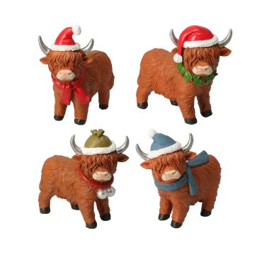 DECORAZIONE BUFALO CON SCIARPA E BERRETTO H 16CM IN RESINA ASS.