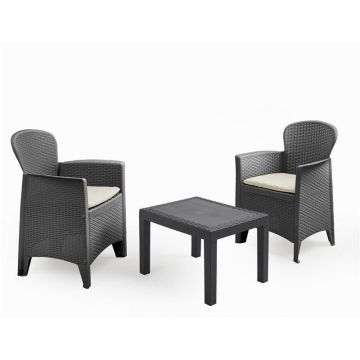 SET AKITA RATTAN ANTRACITE C/2 POLTRONE + TAVOLINO
