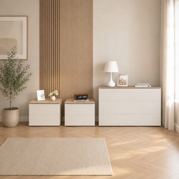 GRUPPO LETTO MOD. ALICE OLMO PERLA E BIANCO LARICE