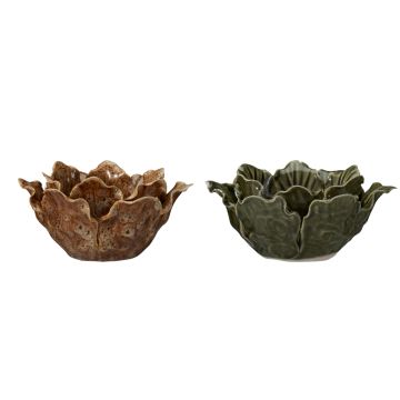 PORTA CANDELA 1 FUOCO A FORMA DI FIORE IN CERAMICA DIAM. 12CM H 16CM ASS.