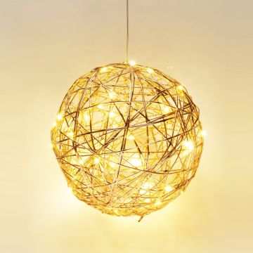 SFERA RAMI INTRECCIATI ORO/CHAMPAGNE CON LED BIANCO CALDO DIAM. 25CM 