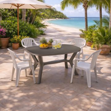 TAVOLO OVALE DA ESTERNO MOD. ANTIBE CM 160X95 IN POLIPROPILENE TAUPE