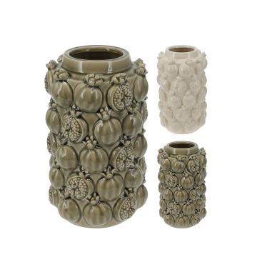 VASO IN CERAMICA CON MELOGRANO IN RILIEVO H. 26CM ASSORTITO