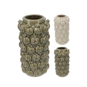 VASO IN CERAMICA CON MELOGRANO IN RILIEVO H. 33CM ASSORTITO