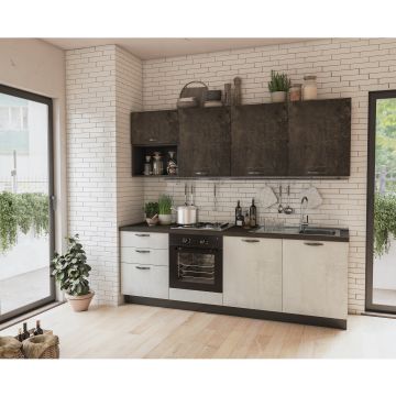 CUCINA MOD.MIRA COMP. ADA CM 240X60 H.216 CEMENTO BIANCO E CEMENTO ARDESIA