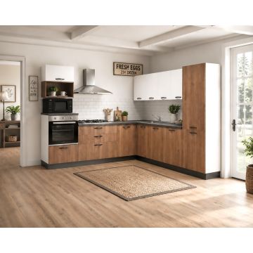 CUCINA MOD. MIRA CM 257X272 H.216 COGNAC E BIANCO OPACO