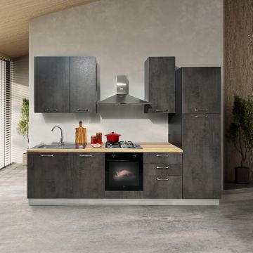 CUCINA MOD.MIRA DX COMP.LALLA CM 300 H 240 TUTTA CEMENTO ARDESIA