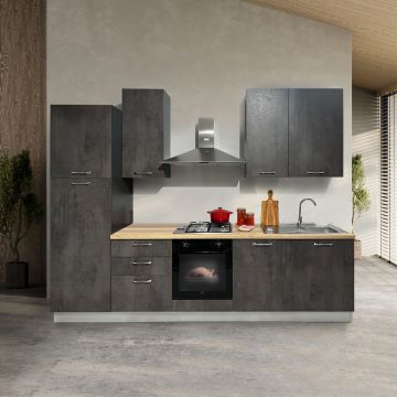 CUCINA MOD.MIRA SX COMP.LALLA CM 300 H 240 TUTTA CEMENTO ARDESIA