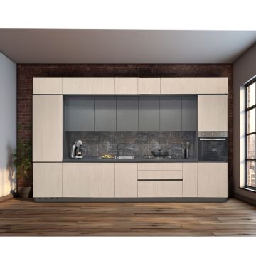 CUCINA MOD.SKY CM 390X60 H.250 OAK SABBIA E UTOPIA GRAFITE 