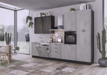 CUCINA CM 330X60 H240 CEMENTO FUMO E CEMENTO ARDESIA